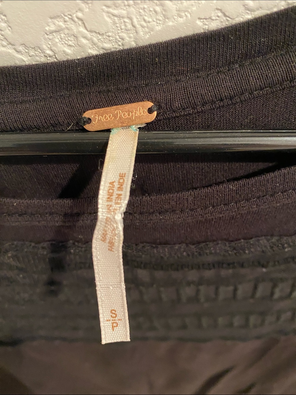 Free People Black Long Sleeve Top with Ladder Lace Yoke - Picture 2 of 3